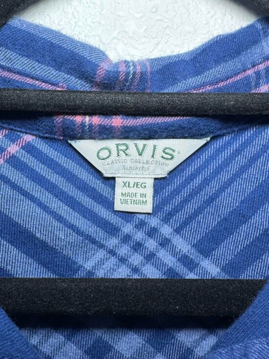 Orvis Shirt Women's Blue Plaid Long Sleeve Button Up Shirt Size Extra Large - Picture 3 of 6